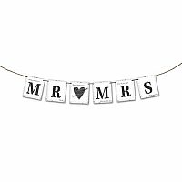 Nápis svatební Mr and Mrs se srdíčkem 77 cm