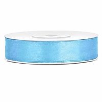 Saténová stuha azurová - světle modrá 12 mm x 25 m