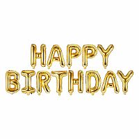 Foliový nápis HAPPY BIRTHDAY ve zlaté barvě 340 x 35 cm
