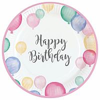 Papírové talíře Pastel Balloons Happy Birthday 23 cm - 8 ks