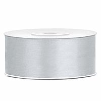 Saténová stuha stříbrná 25 mm x 25 m