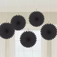 Dekorační rozety černá 15 cm - 5 ks