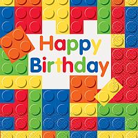 Papírové party ubrousky Stavebnice Happy Birthday 16 ks