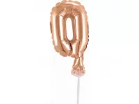 ČÍSLICE NA DORT nafukovací - 0 rose gold - 13cm