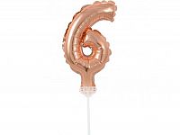 ČÍSLICE NA DORT nafukovací - 6 rose gold - 13cm