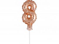 ČÍSLICE NA DORT nafukovací - 8 rose gold - 13cm