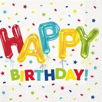 Papírové party ubrousky konfetové Happy Birthday 16 ks