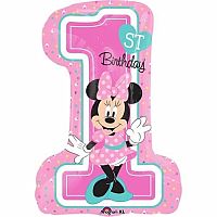Foliový balonek 1st birthday Minnie 48 x 71 cm