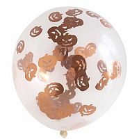 Latexové balonky Halloween průhledné s konfetami dýně 4 ks