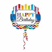 Foliový balonek proužky a puntíky Happy Birthday 63 x 55 cm