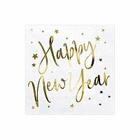 Papírové ubrousky Happy New Year metalické