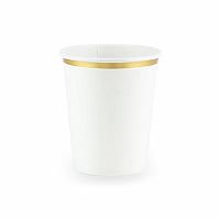 Party kelímky bílé se zlatým okrajem 6 ks