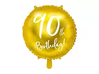 Foliový balonek zlatý - 90th Birthday - 45 cm
