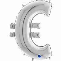Foliový symbol Euro € stříbrný 102 cm
