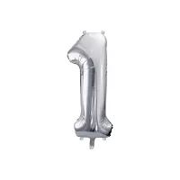 Foliová číslice - stříbrná 1 - 86 cm