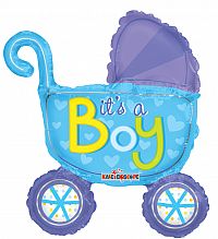 Fóliový balónek MINI Kočárek Kluk 35cm