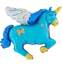 Fóliový balónek MINI Koník Jednorožec Modrý 35cm