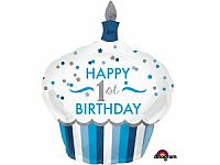 Fóliový balónek Cupcake - 1.narozeniny modrý 73 x 91cm