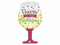 Fóliový balónek Sklenička - Cheers To Your Birthday 86cm