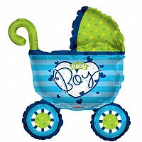Fóliový balónek Kočárek BABY BOY 91 cm