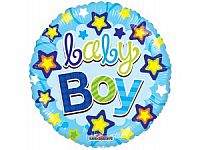 Fóliový balónek Kruh - Hvězdičky Baby Boy 46cm