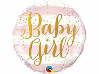 Fóliový balónek Kruh - proužky Baby girl 45cm
