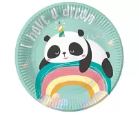 Papírové party talířky Panda 18cm - 6ks