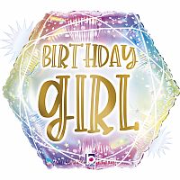 Fóliový balónek Birthday Girl Pastel Hexagon 46cm