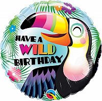 Fóliový balónek Kruh - Tukan Wild Birthday 45cm