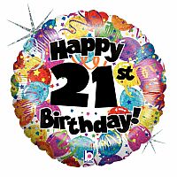 Fóliový balónek Kulatý 21th HB Holographic 45cm