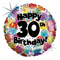 Fóliový balónek Kulatý 30th HB Holographic 45cm