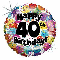 Fóliový balónek Kulatý 40th HB Holographic 45cm