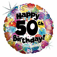 Fóliový balónek Kulatý 50th HB Holographic 45cm