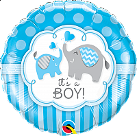 Fóliový balónek Kruh - Sloníci It´s a boy! 46cm