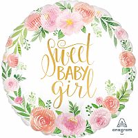 Fóliový balónek Kruh - Sweet Baby Girl 43cm