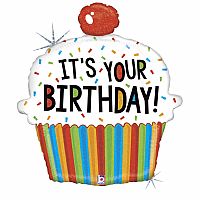 Fóliový balónek Cupcake s třešní Your Bday 79cm