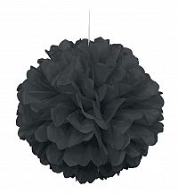 Dekorační závěsný pom pom černý, 40cm