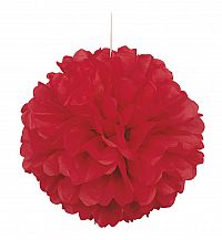 Dekorační závěsný pom pom červený, 40cm