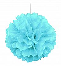Dekorační závěsný pom pom pudrově modrý, 40cm