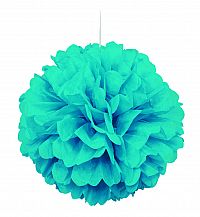 Dekorační závěsný pom pom tyrkysový, 40cm