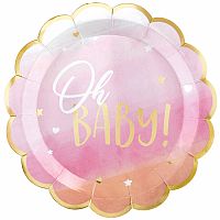 Talířky papírové - Oh Baby Girl 26,6cm, 8ks