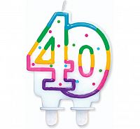 Svíčka dortová číslo 40 s puntíky 8cm