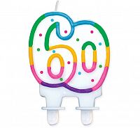 Svíčka dortová číslo 60 s puntíky 8cm