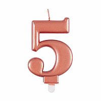 Svíčka dortová rosegold metalická 5