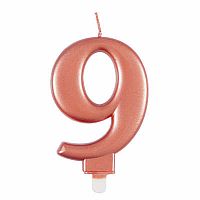 Svíčka dortová rosegold metalická 9