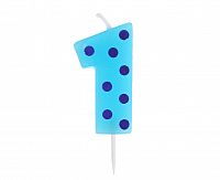 Svíčka dortová TEČKY "1" 6cm