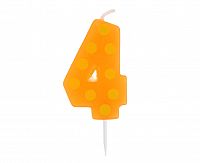 Svíčka dortová TEČKY "4" 6cm