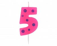 Svíčka dortová TEČKY "5" 6cm