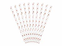 Papírová brčka bílá - Rose gold srdíčka - 10 ks ( Papírová brčka bílá - Rose gold srdíčka - 10 ks)