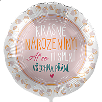 Foliový balonek Krásné narozeniny CZ 43cm